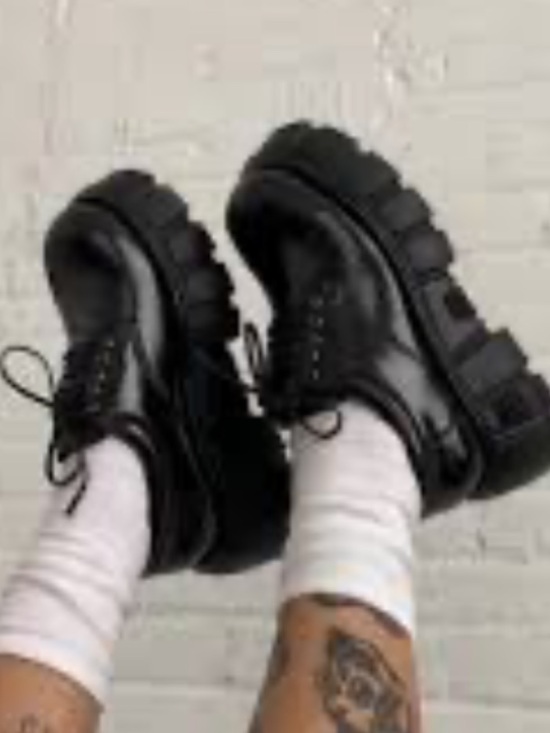 Shoes - Jeffrey Campbell Black Barge Chunky Platform Oxford Shoes Lace Up Punk Grunge 9
